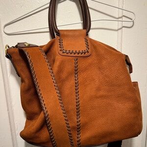 Hobo Sheila Large Satchel Henna Honey Brown Pebble Leather Tote Bag